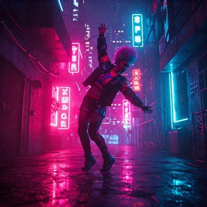 Neon Flair in Futuristic City