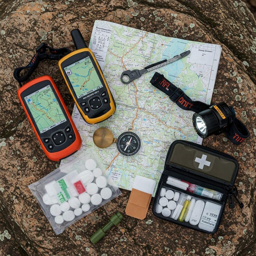 Navigation & Safety Gear Flat Lay