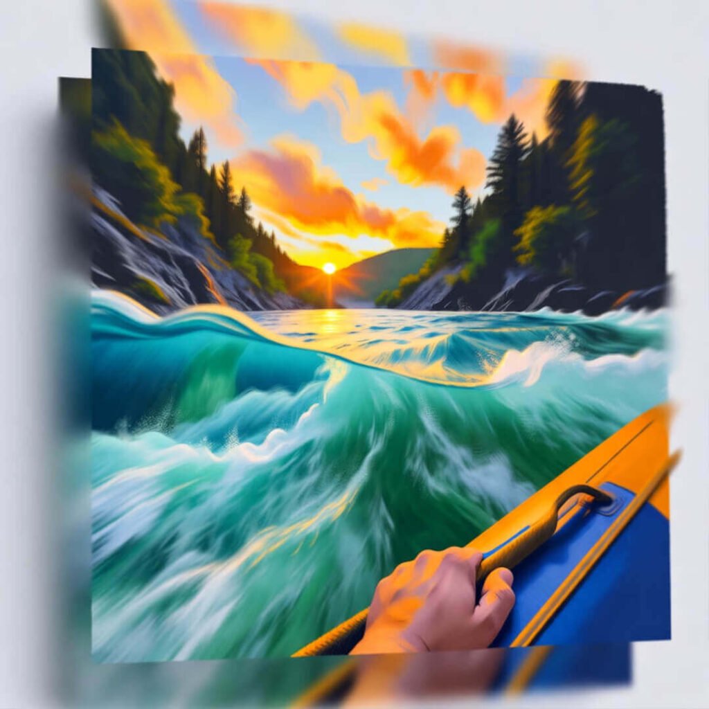 Blurry, intense Gauley River whitewater rafting shot, straight from my panic.