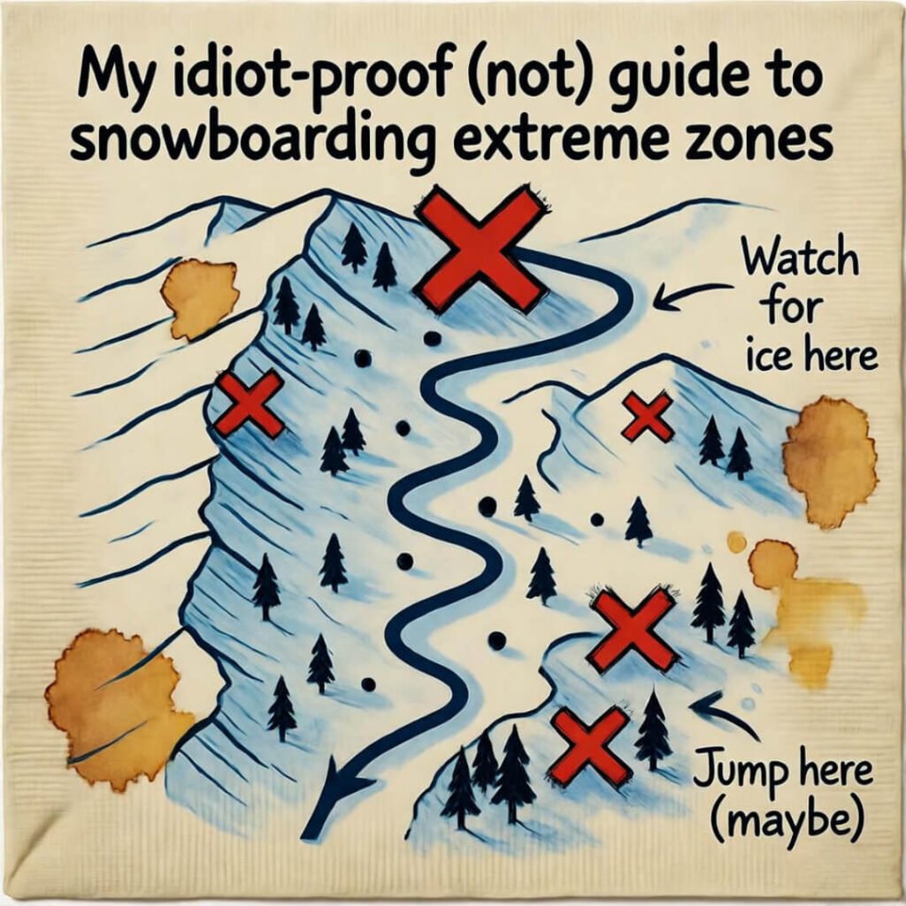 Coffee-stained napkin map with red X fails.