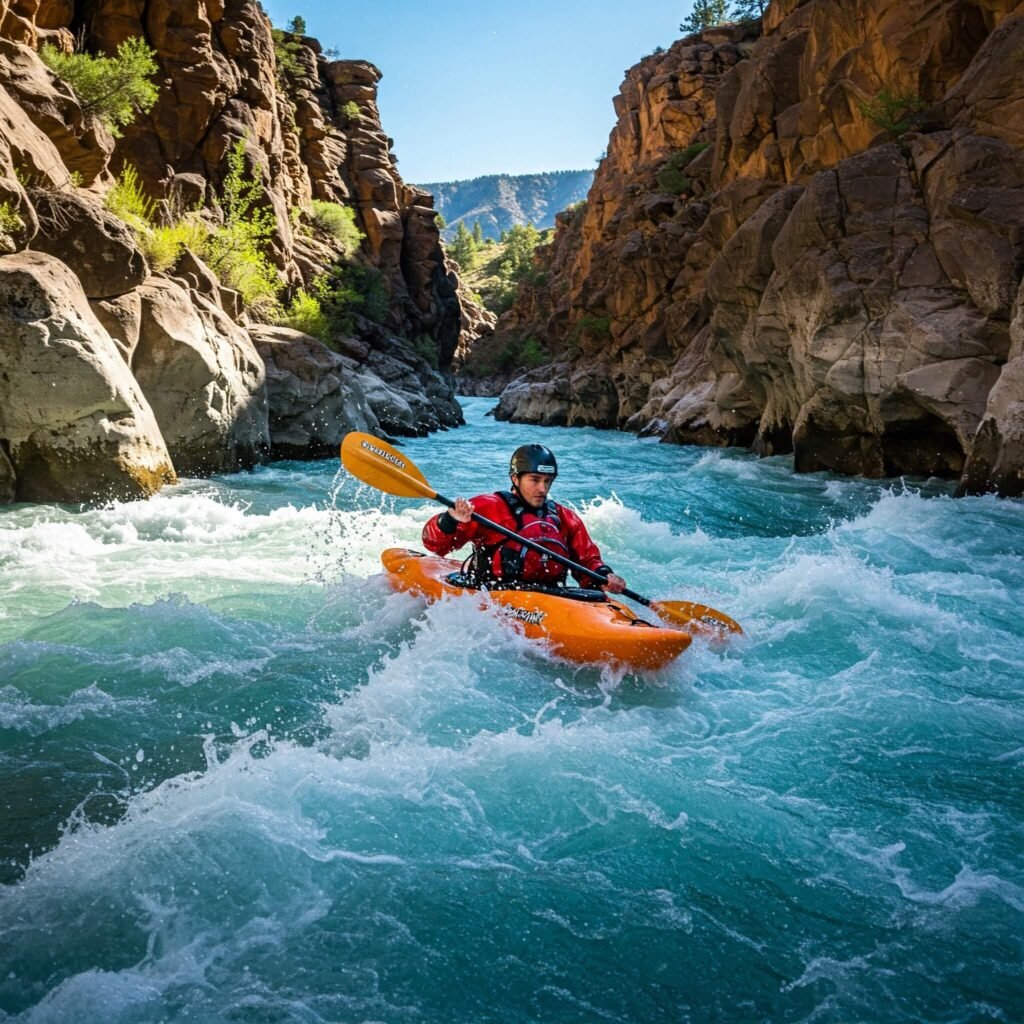 Kayaker Braves Rapids