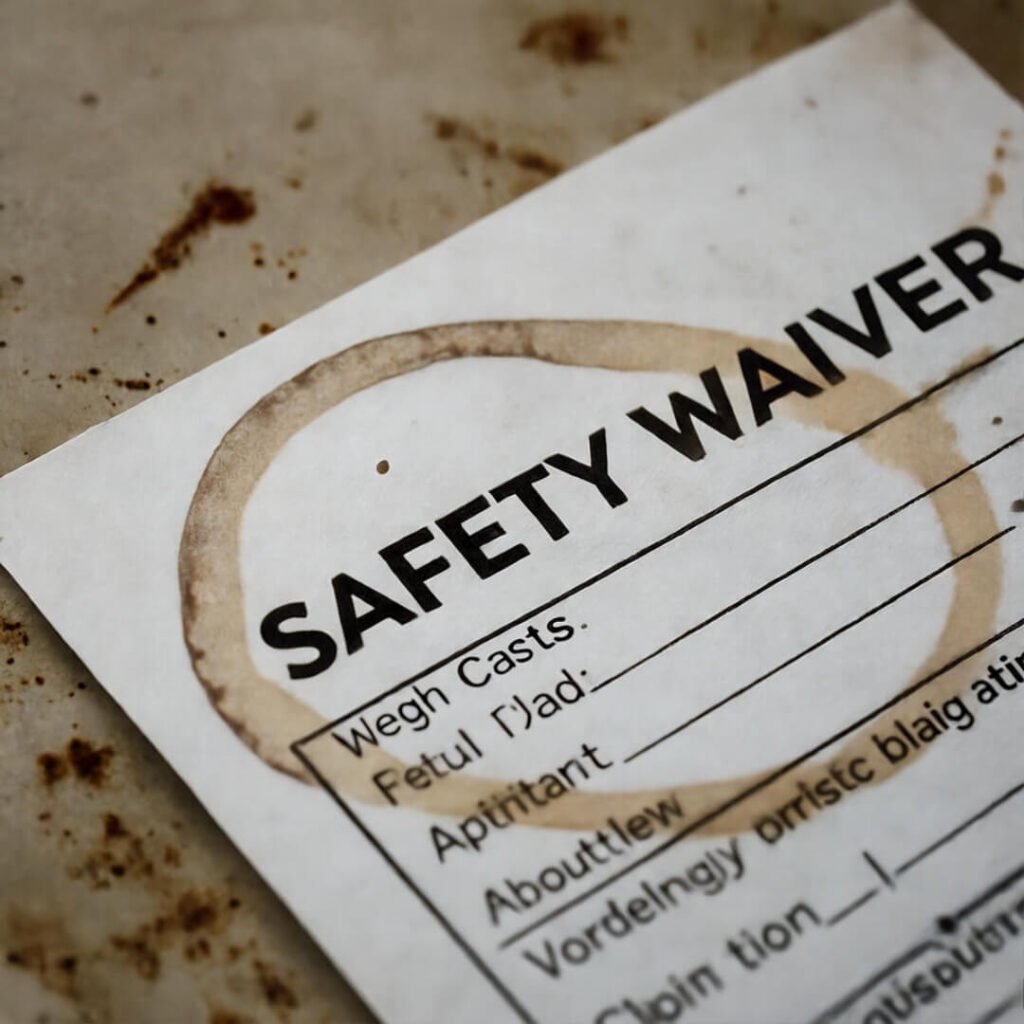 That embarrassing moment signing my life away at the tandem skydiving center desk.