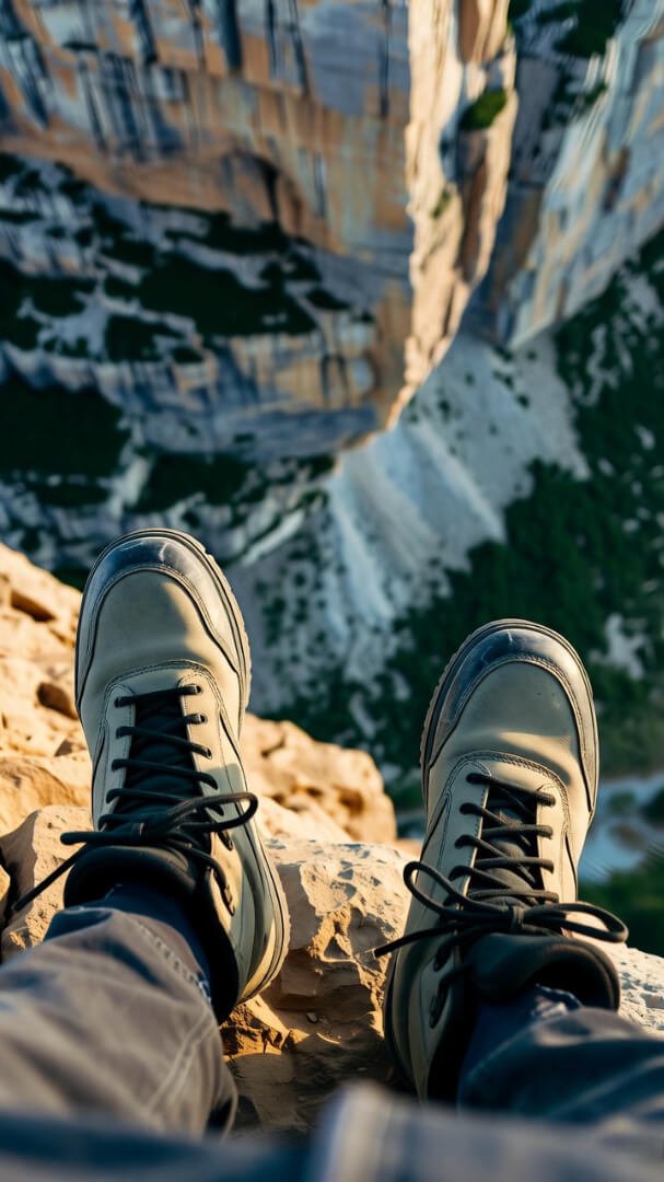 My heart-pounding view from an extreme base jumping location edge, capturing that stomach-drop moment. My heart-pounding view from an extreme base jumping location edge, capturing that stomach-drop moment.