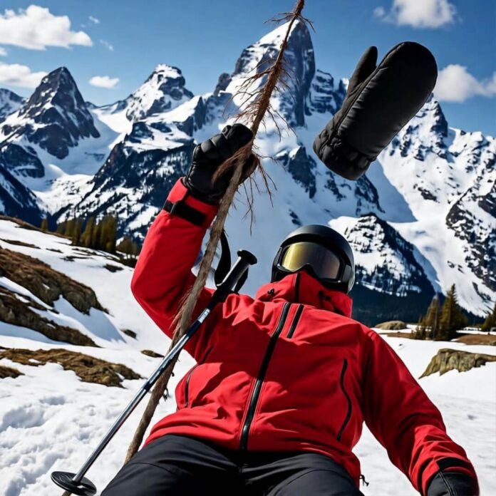 Snagged jacket, floating mitten, Tetons chaos.