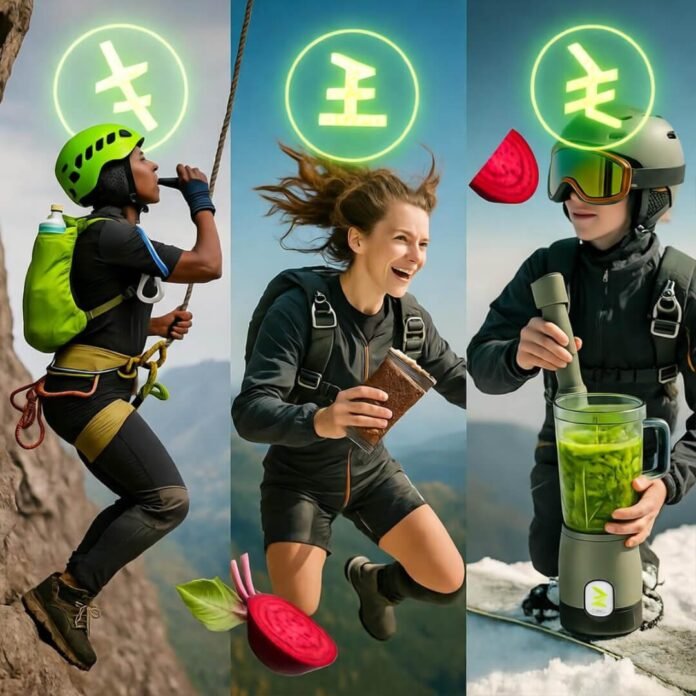 Extreme athletes fueling mid-adventure.